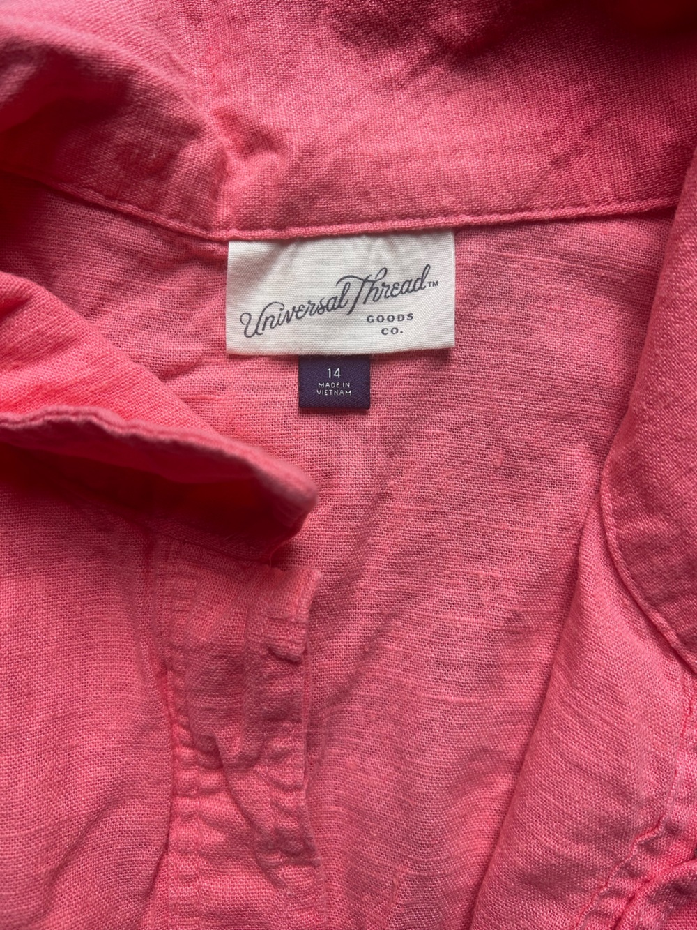 Universal Thread Pink Button-Front Linen Top - Picture 2 of 2